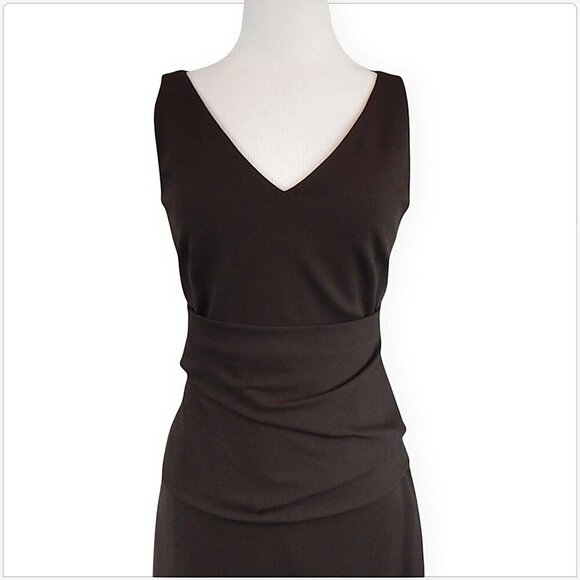 Akris Punto Dark Brown Stretch Knit Draped Waist Sheath Pencil Dress New NWT 4 - Picture 3 of 6